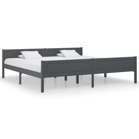 Estructura de cama de madera maciza de pino gris 200x200 cm de vidaXL, Camas y somieres - Ref: Foro24-322130, Precio: 137,50 ...