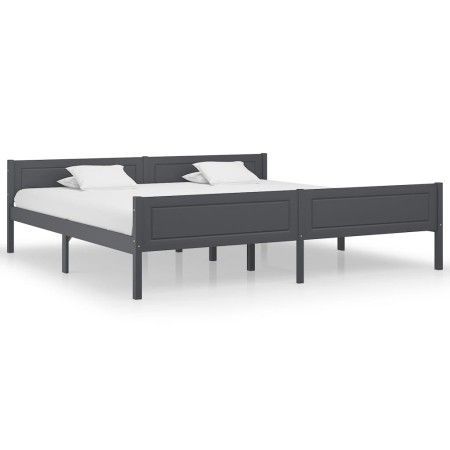 Estructura de cama de madera maciza de pino gris 200x200 cm de vidaXL, Camas y somieres - Ref: Foro24-322130, Precio: 137,50 ...