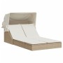 Tumbona doble con capota y cojines ratán sintético beige de , Tumbonas - Ref: Foro24-368641, Precio: 311,07 €, Descuento: %