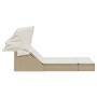 Tumbona doble con capota y cojines ratán sintético beige de , Tumbonas - Ref: Foro24-368641, Precio: 311,07 €, Descuento: %
