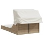 Tumbona doble con capota y cojines ratán sintético beige de , Tumbonas - Ref: Foro24-368641, Precio: 311,07 €, Descuento: %