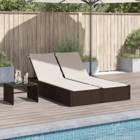 Doppel-Liegestuhl mit braunen Kunststoff-Rattan-Kissen. von , Liegen - Ref: Foro24-368629, Preis: 273,50 €, Rabatt: %