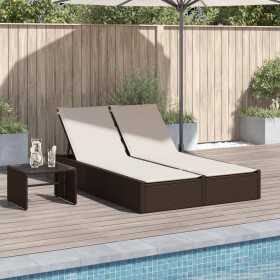 Tumbona doble con cojines ratán sintético marrón de , Tumbonas - Ref: Foro24-368629, Precio: 259,04 €, Descuento: %