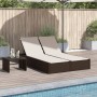 Tumbona doble con cojines ratán sintético marrón de , Tumbonas - Ref: Foro24-368629, Precio: 259,04 €, Descuento: %
