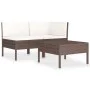 Set muebles de jardín 3 pzas y cojines ratán sintético marrón de vidaXL, Conjuntos de jardín - Ref: Foro24-310185, Precio: 17...