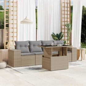 Juego de sofás jardín con cojines 5 pzas ratán sintético beige de , Conjuntos de jardín - Ref: Foro24-3268989, Precio: 365,48...