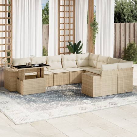 Juego de sofás jardín con cojines beige 10 pzas ratán sintético de , Conjuntos de jardín - Ref: Foro24-3269398, Precio: 703,8...