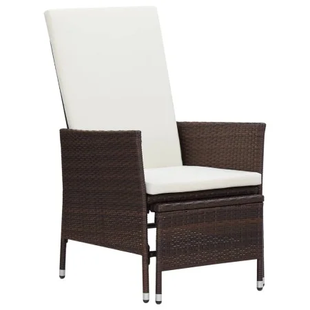 Sillón reclinable de jardín con cojines ratán sintético marrón de vidaXL, Sillas de jardín - Ref: Foro24-310229, Precio: 135,...