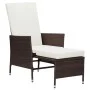 Sillón reclinable de jardín con cojines ratán sintético marrón de vidaXL, Sillas de jardín - Ref: Foro24-310229, Precio: 135,...
