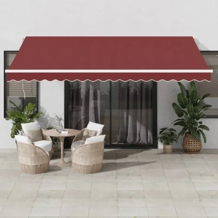 Toldo retráctil automático con luces LED burdeos 450x350 cm de , Toldos - Ref: Foro24-3214989, Precio: 674,19 €, Descuento: %