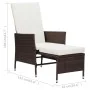 Sillón reclinable de jardín con cojines ratán sintético marrón de vidaXL, Sillas de jardín - Ref: Foro24-310229, Precio: 135,...