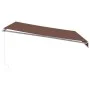 Toldo retráctil manual con luces LED marrón 400x300 cm de , Toldos - Ref: Foro24-3215379, Precio: 376,94 €, Descuento: %