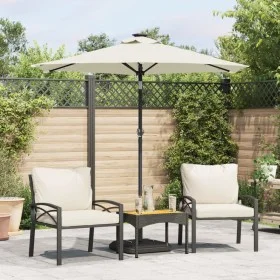 Garden umbrella with LED lights, white steel post, 225x225x212cm. by , Umbrellas - Ref: Foro24-4005066, Price: 75,42 €, Disco...