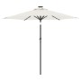 Sombrilla jardín con luces LED poste acero blanca 225x225x212cm de , Sombrillas - Ref: Foro24-4005066, Precio: 72,36 €, Descu...