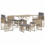 Set comedor de jardín 7 pzas con cojines ratán sintético beige de , Conjuntos de jardín - Ref: Foro24-369012, Precio: 291,15 ...