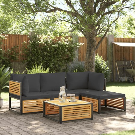 Set de sofás de jardín con cojines 5 pzas madera maciza acacia de , Conjuntos de jardín - Ref: Foro24-3214879, Precio: 611,99...