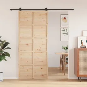 Puerta de granero madera maciza de pino 90x208 cm de , Puertas - Ref: Foro24-850641, Precio: 85,47 €, Descuento: %