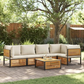 Set de sofás de jardín con cojines 6 pzas madera maciza acacia de , Conjuntos de jardín - Ref: Foro24-3214914, Precio: 752,04...