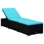 Tumbona con cojín y mesita de ratán sintético azul de vidaXL, Tumbonas - Ref: Foro24-310227, Precio: 156,44 €, Descuento: %