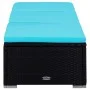 Tumbona con cojín y mesita de ratán sintético azul de vidaXL, Tumbonas - Ref: Foro24-310227, Precio: 156,44 €, Descuento: %