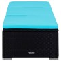 Tumbona con cojín y mesita de ratán sintético azul de vidaXL, Tumbonas - Ref: Foro24-310227, Precio: 159,67 €, Descuento: %