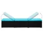 Blue synthetic rattan sun lounger with cushion and table by vidaXL, Loungers - Ref: Foro24-310227, Price: 156,44 €, Discount: %