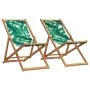Sillas playa plegables 2 uds tela madera maciza estampado hojas de , Sillas de jardín - Ref: Foro24-3214500, Precio: 121,80 €...