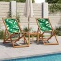 Sillas playa plegables 2 uds tela madera maciza estampado hojas de , Sillas de jardín - Ref: Foro24-3214500, Precio: 121,80 €...