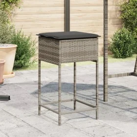 Küchenhocker mit 2 Stück grauen Kunststoff-Rattan-Kissen von , Gartenstühle - Ref: Foro24-368319, Preis: 109,48 €, Rabatt: %