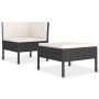 Set muebles de jardín 2 piezas y cojines ratán sintético negro de vidaXL, Conjuntos de jardín - Ref: Foro24-310206, Precio: 1...