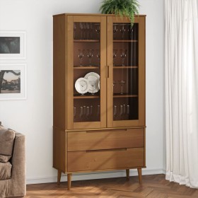 Mueble vitrina MOLDE madera maciza de pino marrón 90x35x175 cm de , Librerías y estanterías - Ref: Foro24-4013413, Precio: 30...