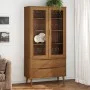 Mueble vitrina MOLDE madera maciza de pino marrón 90x35x175 cm de , Librerías y estanterías - Ref: Foro24-4013413, Precio: 30...