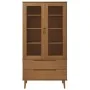 Mueble vitrina MOLDE madera maciza de pino marrón 90x35x175 cm de , Librerías y estanterías - Ref: Foro24-4013413, Precio: 30...