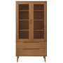 Mueble vitrina MOLDE madera maciza de pino marrón 90x35x175 cm de , Librerías y estanterías - Ref: Foro24-4013413, Precio: 30...