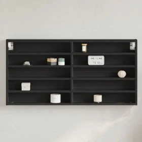 Vitrina de madera de ingeniería negra 100x8,5x50 cm de , Estantes y estanterías - Ref: Foro24-847948, Precio: 36,01 €, Descue...