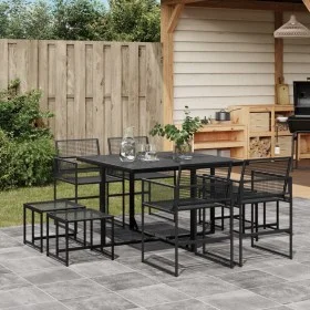 Juego de comedor de jardín 9 piezas ratán sintético negro de , Conjuntos de jardín - Ref: Foro24-3295053, Precio: 480,85 €, D...