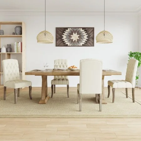 Sillas de comedor 4 unidades tela con apariencia de lino beige de , Sillas de comedor - Ref: Foro24-3309175, Precio: 545,14 €...