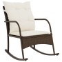 Silla mecedora de jardín con cojines ratán sintético marrón de , Sillas de jardín - Ref: Foro24-369019, Precio: 99,61 €, Desc...