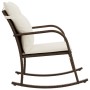 Silla mecedora de jardín con cojines ratán sintético marrón de , Sillas de jardín - Ref: Foro24-369019, Precio: 99,61 €, Desc...