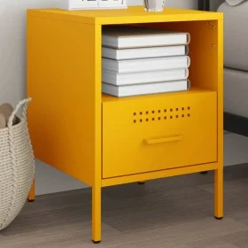 Cold-rolled steel yellow bedside table 36x39x50.5 cm by , Nightstands - Ref: Foro24-843060, Price: 73,59 €, Discount: %