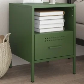 Olive green laminated steel nightstand 36x39x50.5 cm by , Nightstands - Ref: Foro24-843062, Price: 61,59 €, Discount: %