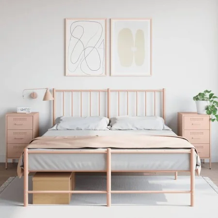 Mesitas de noche 2 uds acero laminado en frío rosa 36x39x68 cm de , Mesitas de noche - Ref: Foro24-843081, Precio: 168,38 €, ...