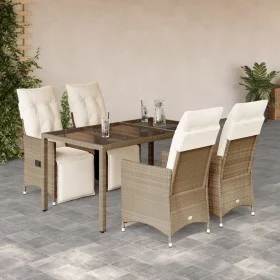 Mesita y sillas jardín 5 pzas y cojines ratán sintético beige de , Conjuntos de jardín - Ref: Foro24-3276939, Precio: 587,55 ...