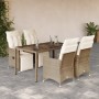 Mesita y sillas jardín 5 pzas y cojines ratán sintético beige de , Conjuntos de jardín - Ref: Foro24-3276939, Precio: 638,38 ...