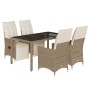 Mesita y sillas jardín 5 pzas y cojines ratán sintético beige de , Conjuntos de jardín - Ref: Foro24-3276939, Precio: 638,38 ...