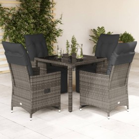 Mesita y sillas jardín 5 pzas y cojines ratán sintético gris de , Conjuntos de jardín - Ref: Foro24-3276894, Precio: 610,43 €...