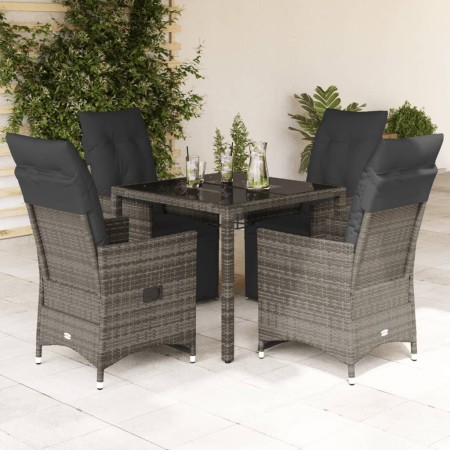 Mesita y sillas jardín 5 pzas y cojines ratán sintético gris de , Conjuntos de jardín - Ref: Foro24-3276894, Precio: 610,43 €...