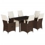 Set de mesa y sillas jardín 7 pzas con cojines ratán PE marrón de , Conjuntos de jardín - Ref: Foro24-3276918, Precio: 811,22...