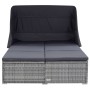 Tumbona para 2 personas con cojín ratán sintético gris de vidaXL, Camas para exteriores - Ref: Foro24-310236, Precio: 580,56 ...