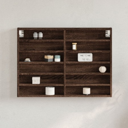 Vitrina de madera de ingeniería marrón roble 80x8,5x58 cm de , Estantes y estanterías - Ref: Foro24-847960, Precio: 42,96 €, ...